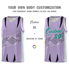 Light Purple Silver Snake Scale Venomous Fang Graffiti Basketball Jersey 3