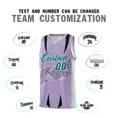 Light Purple Silver Snake Scale Venomous Fang Graffiti Basketball Jersey 4