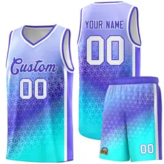Light Purple Sky Blue Gradient Irregular Shapes Basketball Jersey