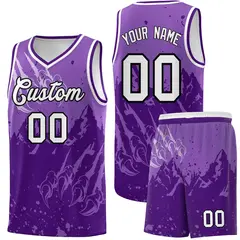 Light Purple Snow Mountain Beast Pattern Basketball Jersey