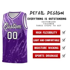 Light Purple Snow Mountain Beast Pattern Basketball Jersey 2