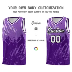 Light Purple Snow Mountain Beast Pattern Basketball Jersey 3