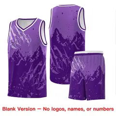 Light Purple Snow Mountain Beast Pattern Basketball Jersey 7