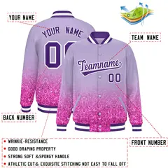 Light Purple Sparkle Varsity Letterman Baseball Jacket 2