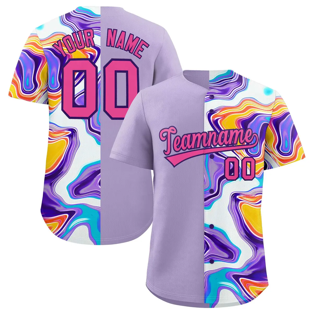 Light Purple Split Fluid Pattern Authentic Baseball Jersey