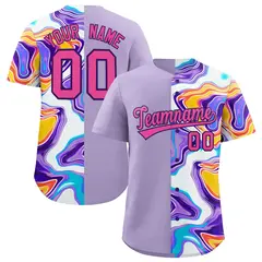 Light Purple Split Fluid Pattern Authentic Baseball Jersey