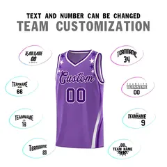 Light Purple Star Pattern Color Block Shoulders Basketball Jersey 4