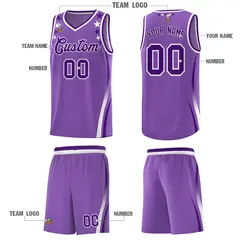 Light Purple Star Pattern Color Block Shoulders Basketball Jersey 5
