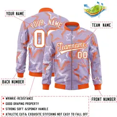 Light Purple Star Pattern Varsity Letterman Bomber Jacket 2