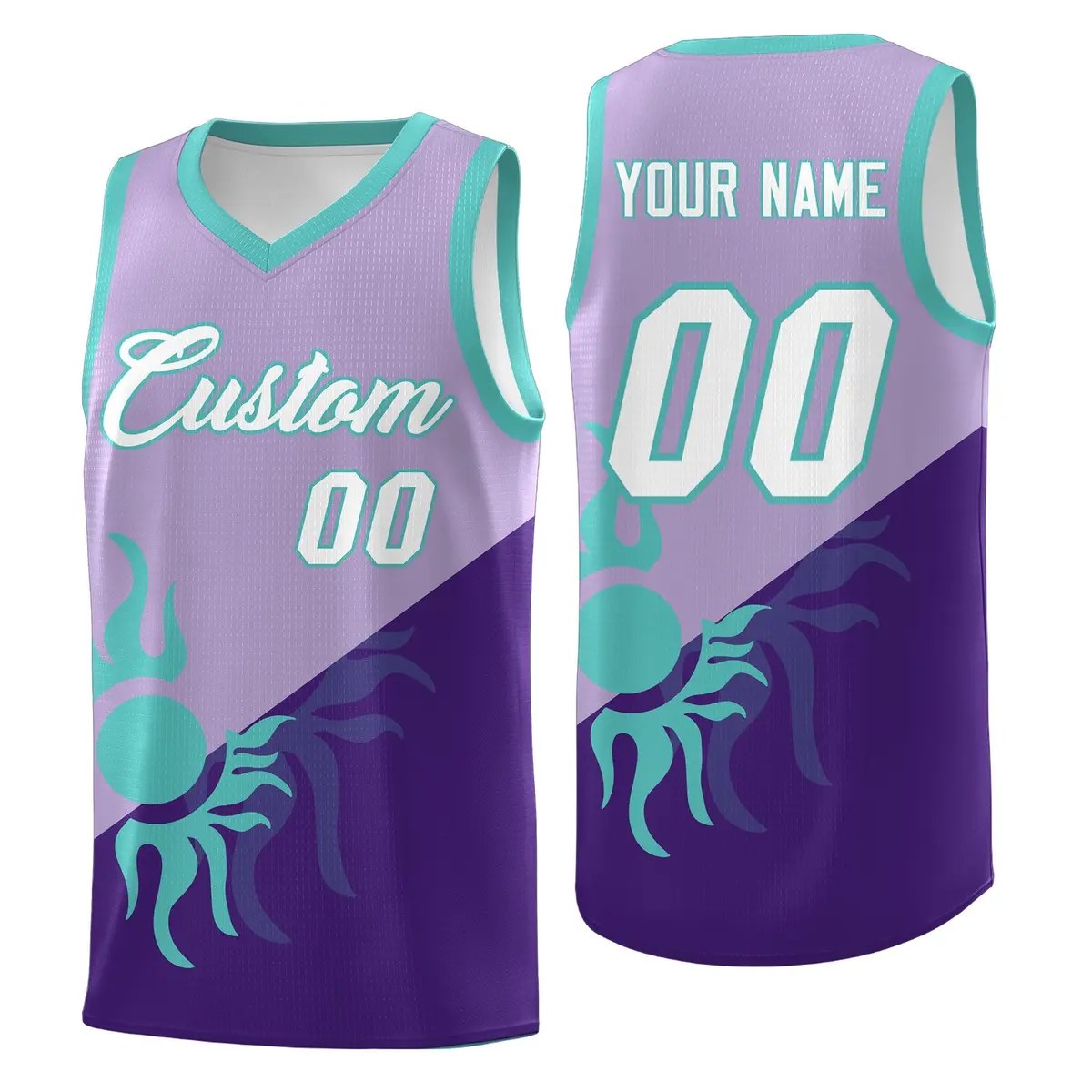 Light Purple Sunburst Two Tone Basketball Jersey