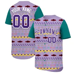 Light Purple Teal White Mexican Style Baseball Jersey