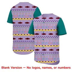 Light Purple Teal White Mexican Style Baseball Jersey 7