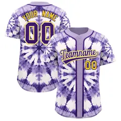 Light Purple Tie-Dye Graffiti Authentic Baseball Jersey