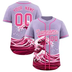 Light Purple Wave Graffiti Pattern Baseball Jersey 1