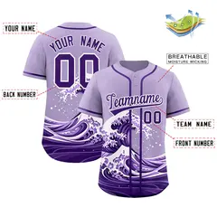 Light Purple Wave Graffiti Pattern Baseball Jersey 2