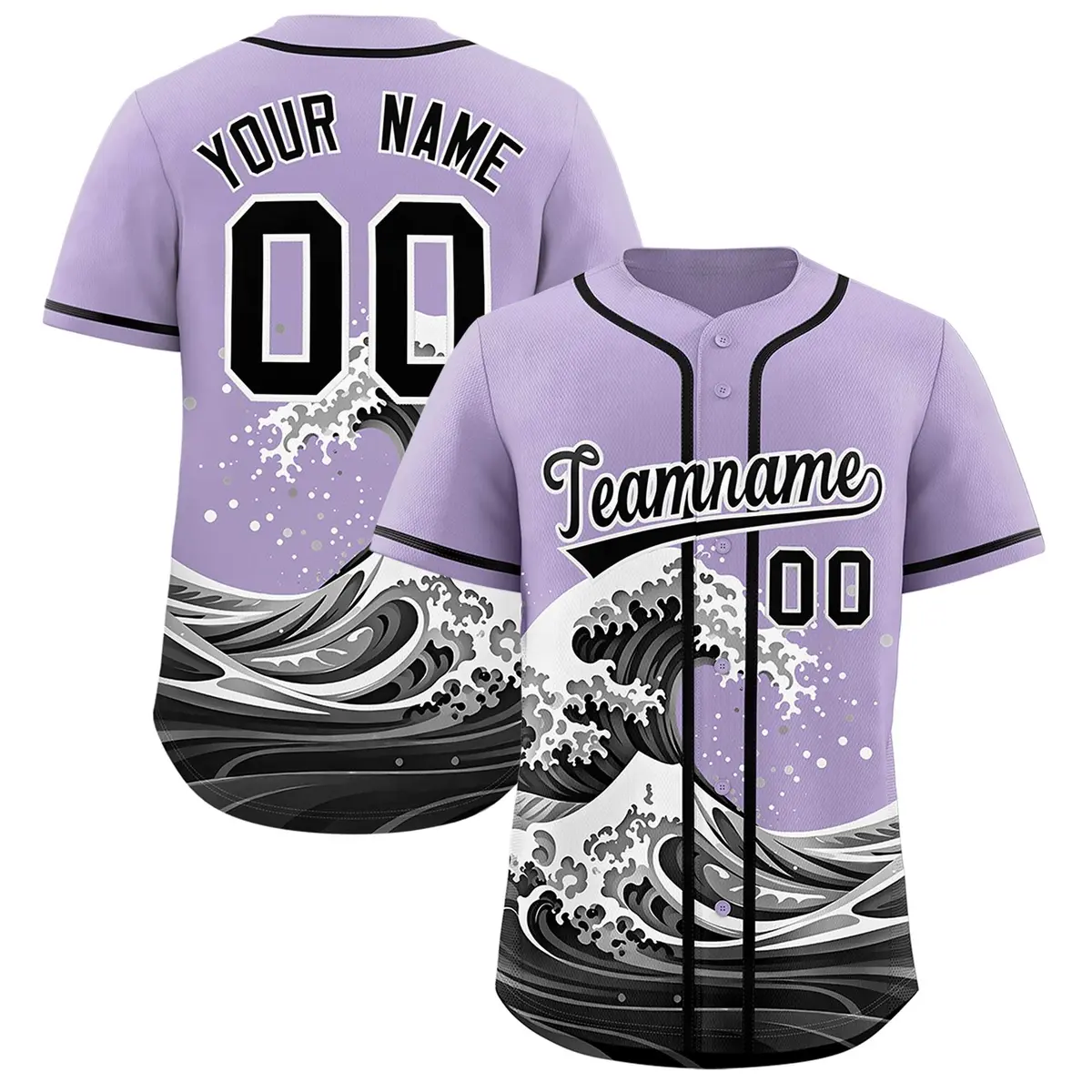 Light Purple Wave Graffiti Pattern Baseball Jersey