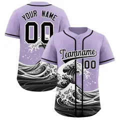 Light Purple Wave Graffiti Pattern Baseball Jersey 1