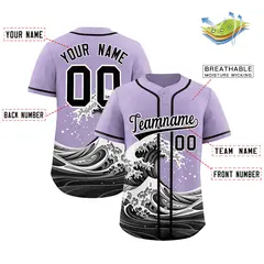 Light Purple Wave Graffiti Pattern Baseball Jersey 2