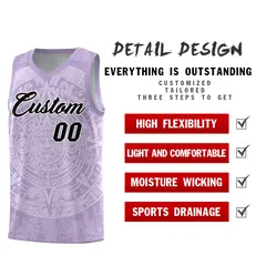 Light Purple White Aztec Sun Stone Graffiti Pattern Basketball Jersey 2