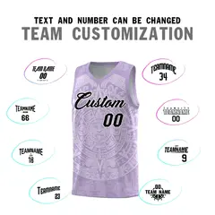 Light Purple White Aztec Sun Stone Graffiti Pattern Basketball Jersey 4