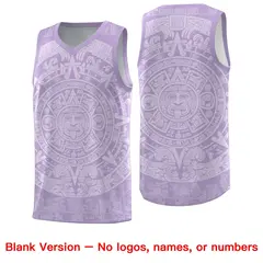 Light Purple White Aztec Sun Stone Graffiti Pattern Basketball Jersey 6