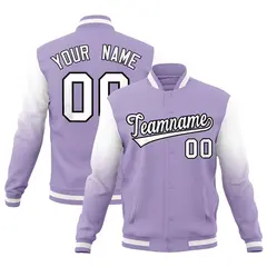 Light Purple White Black Varsity Raglan Gradient Letterman Jacket