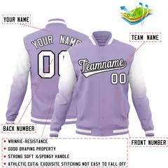 Light Purple White Black Varsity Raglan Gradient Letterman Jacket 2
