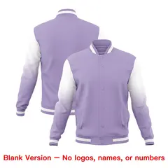 Light Purple White Black Varsity Raglan Gradient Letterman Jacket 7