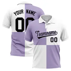 Light Purple White Four Squares Performance Polo Shirt