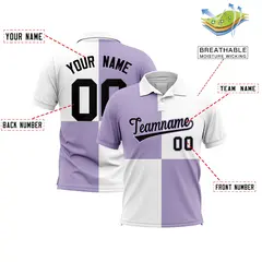 Light Purple White Four Squares Performance Polo Shirt 2