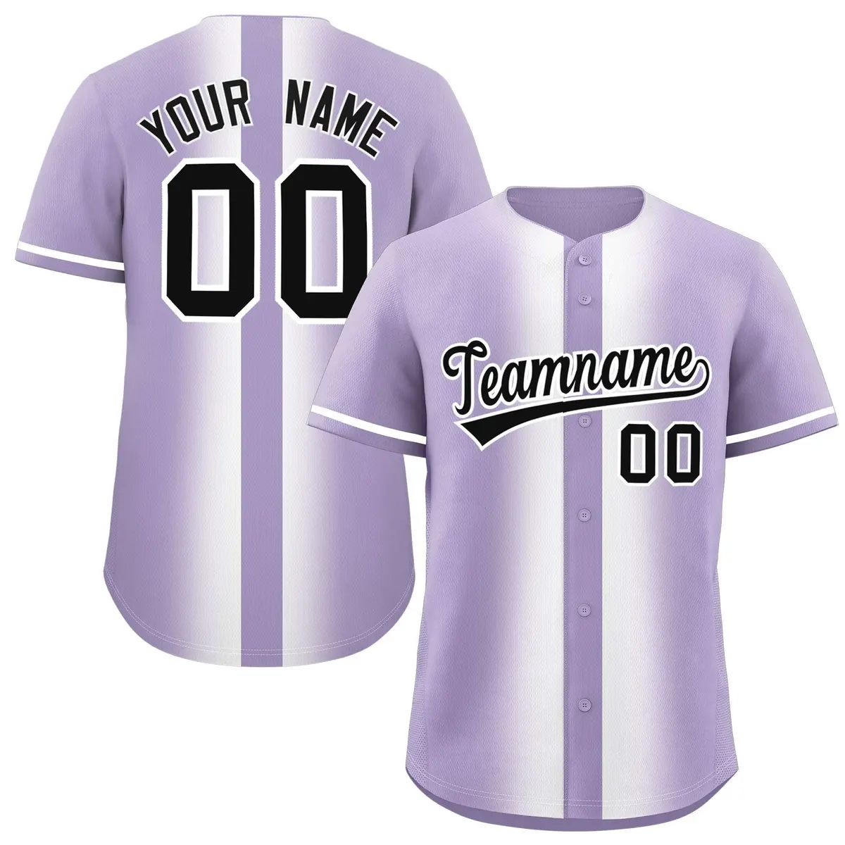 Light Purple White Gradient Lapel Fashion Baseball Jersey