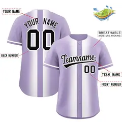 Light Purple White Gradient Lapel Fashion Baseball Jersey 2