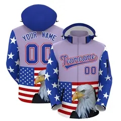 Light Purple White Independence Day American Flag Waterproof Jacket 1