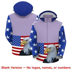 Light Purple White Independence Day American Flag Waterproof Jacket 6