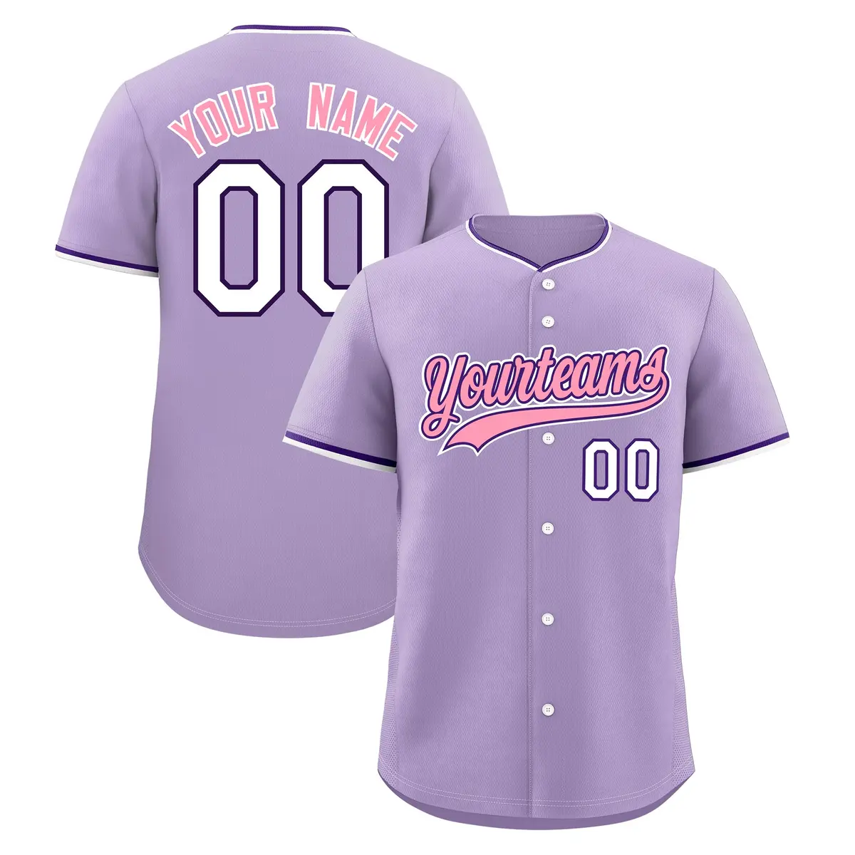 Light Purple White Purple Baseball Jersey