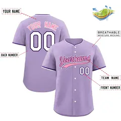 Light Purple White Purple Baseball Jersey 2