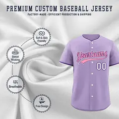 Light Purple White Purple Baseball Jersey 3