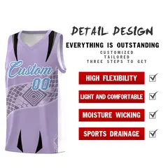 Light Purple White Snake Scale Venomous Fang Graffiti Basketball Jersey 2