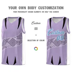 Light Purple White Snake Scale Venomous Fang Graffiti Basketball Jersey 3