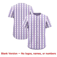 Light Purple White Thick Stripe Star Pattern Baseball Jersey 7