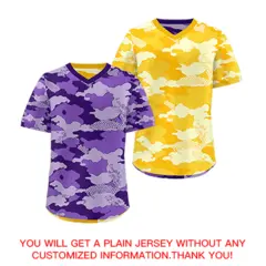 Light Purple Yellow Cream Camo Reversible Pullover Baseball Jersey 9