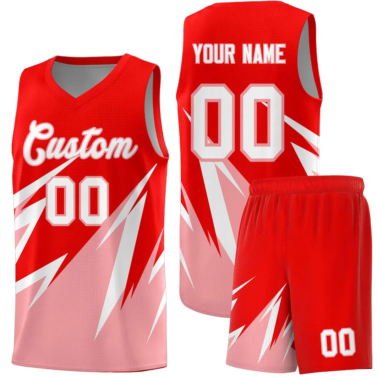 Light Red Abstract Mountain Pattern Basketball Jersey