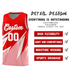 Light Red Abstract Mountain Pattern Basketball Jersey 2