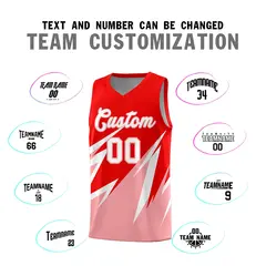 Light Red Abstract Mountain Pattern Basketball Jersey 3