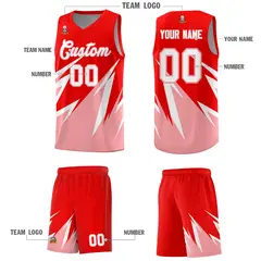 Light Red Abstract Mountain Pattern Basketball Jersey 4