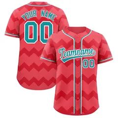 Light Red Aqua-White Ripple Design Authentic Baseball Jersey