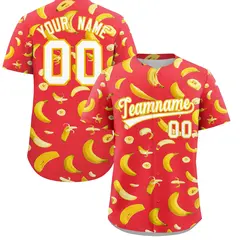 Light Red Banana Graffiti Pattern Fashion Baseball Jersey