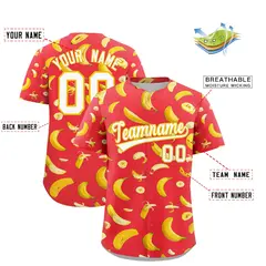 Light Red Banana Graffiti Pattern Fashion Baseball Jersey 2