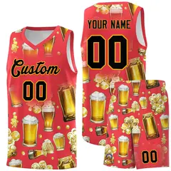 Light Red Beer Bubble National Beer Day Basketball Jersey 1