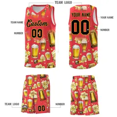Light Red Beer Bubble National Beer Day Basketball Jersey 3